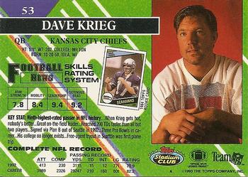 1993 Stadium Club #53 Dave Krieg Back