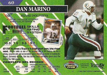 1993 Stadium Club #60 Dan Marino Back