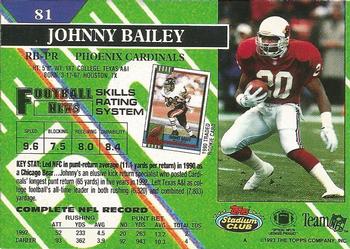 1993 Stadium Club #81 Johnny Bailey Back