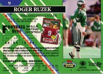 1993 Stadium Club #9 Roger Ruzek Back