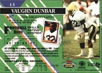 1993 Stadium Club #13 Vaughn Dunbar Back