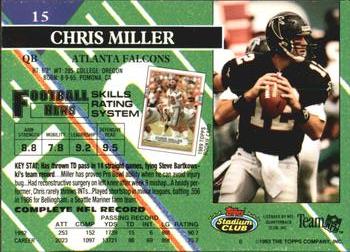 1993 Stadium Club #15 Chris Miller Back