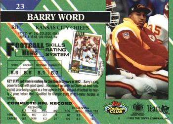 1993 Stadium Club #23 Barry Word Back