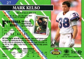1993 Stadium Club #27 Mark Kelso Back