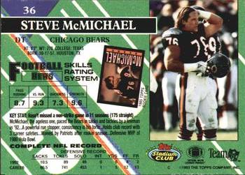 1993 Stadium Club #36 Steve McMichael Back