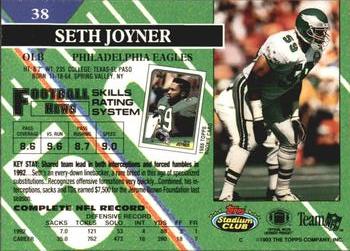 1993 Stadium Club #38 Seth Joyner Back