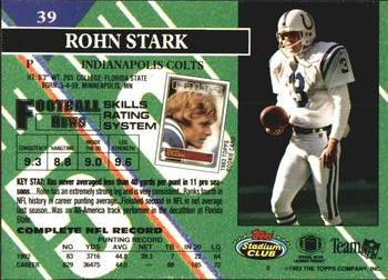 1993 Stadium Club #39 Rohn Stark Back