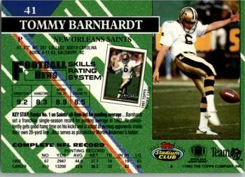 1993 Stadium Club #41 Tommy Barnhardt Back