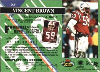 1993 Stadium Club #55 Vincent Brown Back