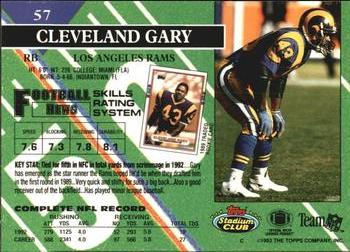 1993 Stadium Club #57 Cleveland Gary Back