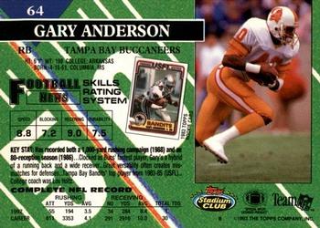 1993 Stadium Club #64 Gary Anderson Back