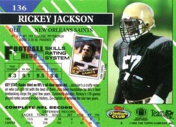 1993 Stadium Club #136 Rickey Jackson Back