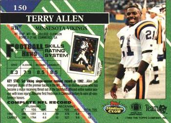 1993 Stadium Club #150 Terry Allen Back