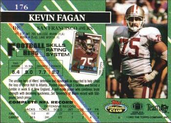 1993 Stadium Club #176 Kevin Fagan Back