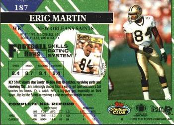 1993 Stadium Club #187 Eric Martin Back
