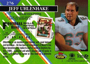 1993 Stadium Club #276 Jeff Uhlenhake Back