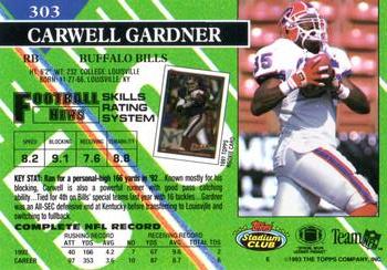 1993 Stadium Club #303 Carwell Gardner Back