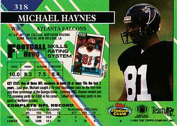 1993 Stadium Club #318 Michael Haynes Back