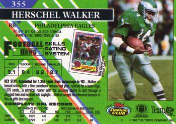 1993 Stadium Club #355 Herschel Walker Back