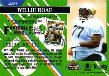 1993 Stadium Club #469 Willie Roaf Back