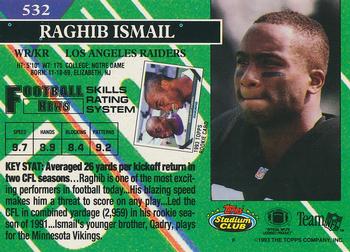1993 Stadium Club #532 Raghib Ismail Back