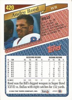 1993 Topps - Gold #420 Andre Reed Back