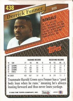 1993 Topps - Gold #438 Derrick Fenner Back
