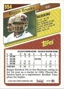 1993 Topps - Gold #554 Reggie Brooks Back