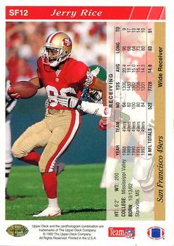 1993 Upper Deck San Francisco 49ers #SF12 Jerry Rice Back