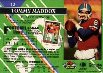 1993 Stadium Club - First Day Production/Issue #12 Tommy Maddox Back