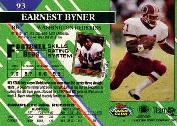 1993 Stadium Club - First Day Production/Issue #93 Earnest Byner Back