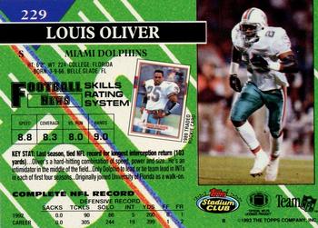 1993 Stadium Club - First Day Production/Issue #229 Louis Oliver Back