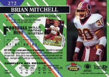 1993 Stadium Club - First Day Production/Issue #272 Brian Mitchell Back