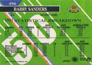 1993 Stadium Club - First Day Production/Issue #496 Barry Sanders Back