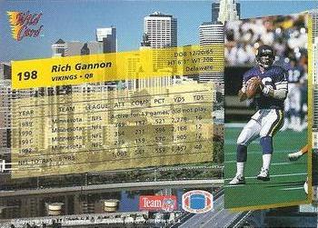 1993 Wild Card - 50 Stripe #198 Rich Gannon Back