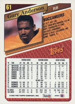 1993 Topps #61 Gary Anderson Back