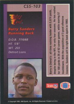 1993 Wild Card - Stat Smashers Gold #CSS-103 Barry Sanders Back