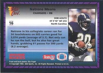 1993 Wild Card - Superchrome Rookies #16 Natrone Means Back