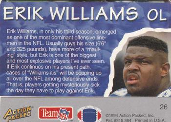 1994 Action Packed All-Madden #26 Erik Williams Back