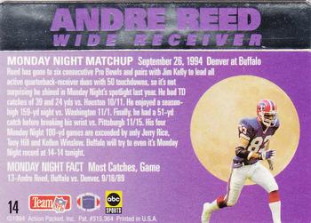 1994 Action Packed Monday Night Football #14 Andre Reed Back