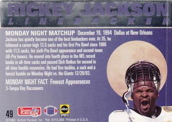 1994 Action Packed Monday Night Football #49 Rickey Jackson Back