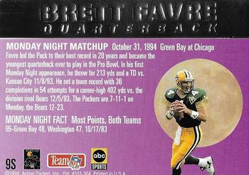 1994 Action Packed Monday Night Football - Silver #9S Brett Favre Back