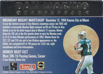 1994 Action Packed Monday Night Football - Silver #10S Dan Marino Back