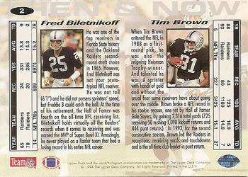 1994 Collector's Choice - Then and Now #2 Tim Brown / Fred Biletnikoff Back