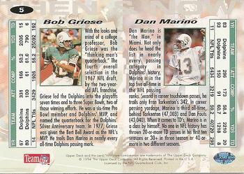 1994 Collector's Choice - Then and Now #5 Dan Marino / Bob Griese Back