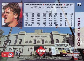 1994 Collector's Edge - 1st Day Gold #23 Jim Harbaugh Back