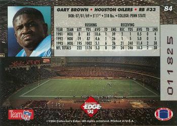 1994 Collector's Edge - 1st Day Gold #84 Gary Brown Back