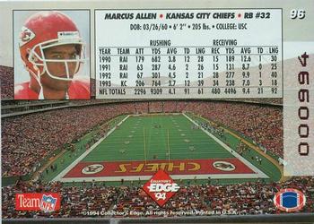 1994 Collector's Edge - 1st Day Gold #96 Marcus Allen Back