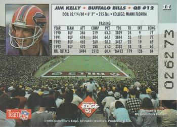 1994 Collector's Edge - Boss Squad Silver #11 Jim Kelly Back