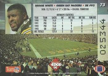 1994 Collector's Edge - Boss Squad Silver #73 Reggie White Back
